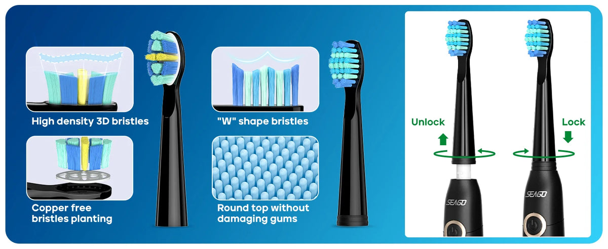Seago Fast Rechargeable Sonic Toothbrush Electric Smart Automatic