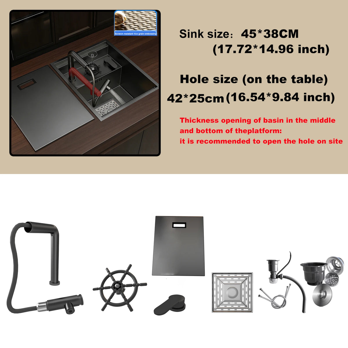 Hidden Sink Stainless Steel Bar Sinks Apartment Embossed