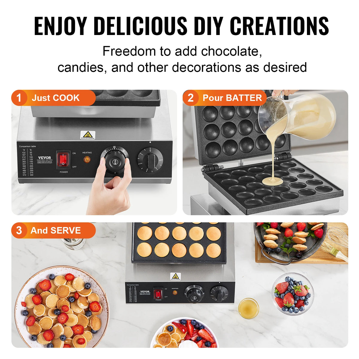 Succebuy 25pcs Electric Waffle Maker Mini Dutch Pancake