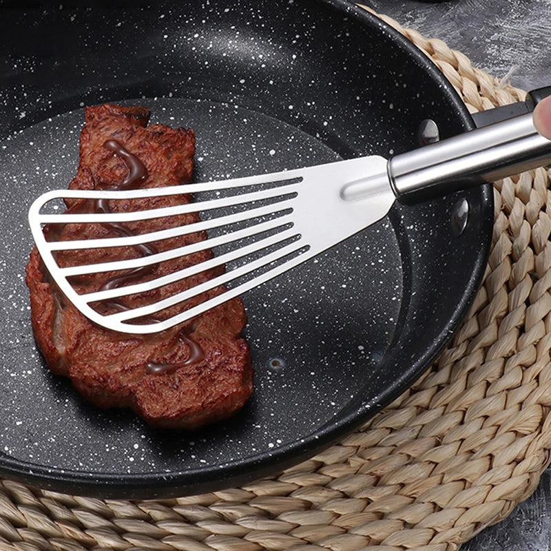 1pc Stainless Steel Slotted Fish Turner Spatula Flexible