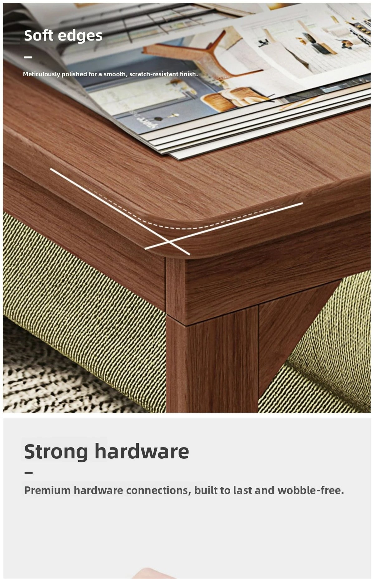Mobile Solid Wood Coffee Table Living Room Storage