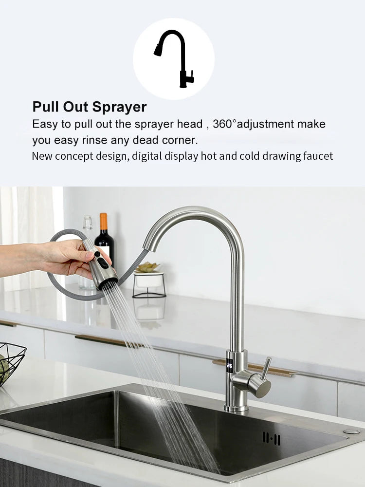 Touch Digital Faucets 304 Stainless Steel Cold Sink