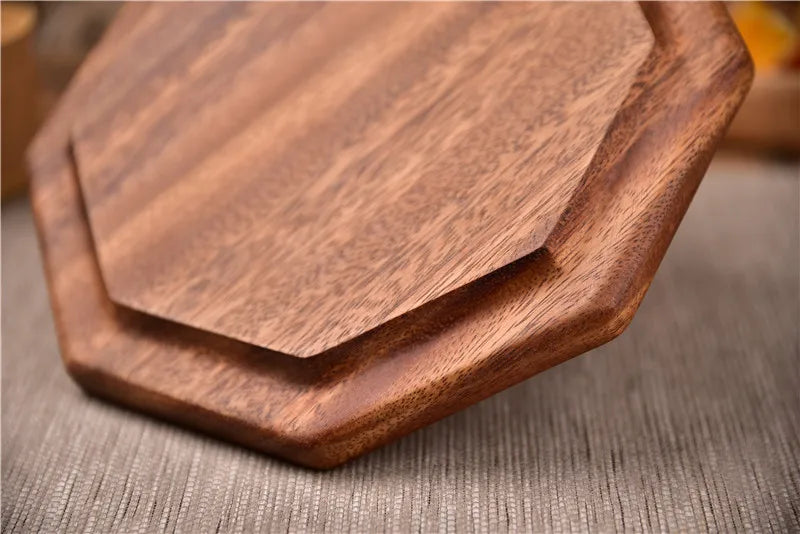 Natural Acacia Wood Serving Trays Octagonal & Rectangular