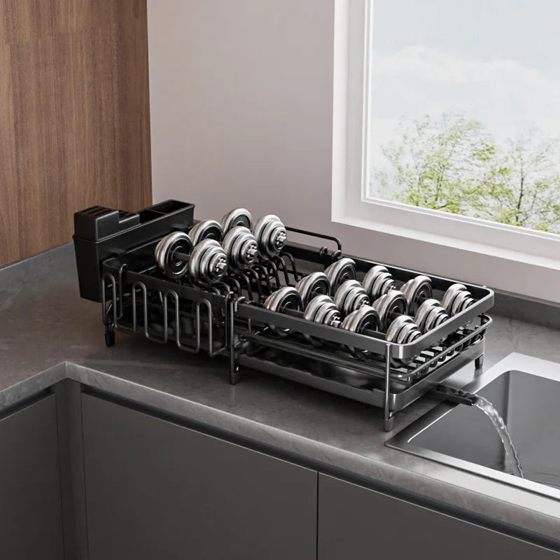 Retractable Dish Drainer Storage Organization Sink Dish Rack