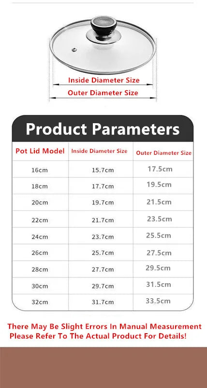 16-32cm Tempered Glass Pot Cover Anti-Scalding Circular Frying