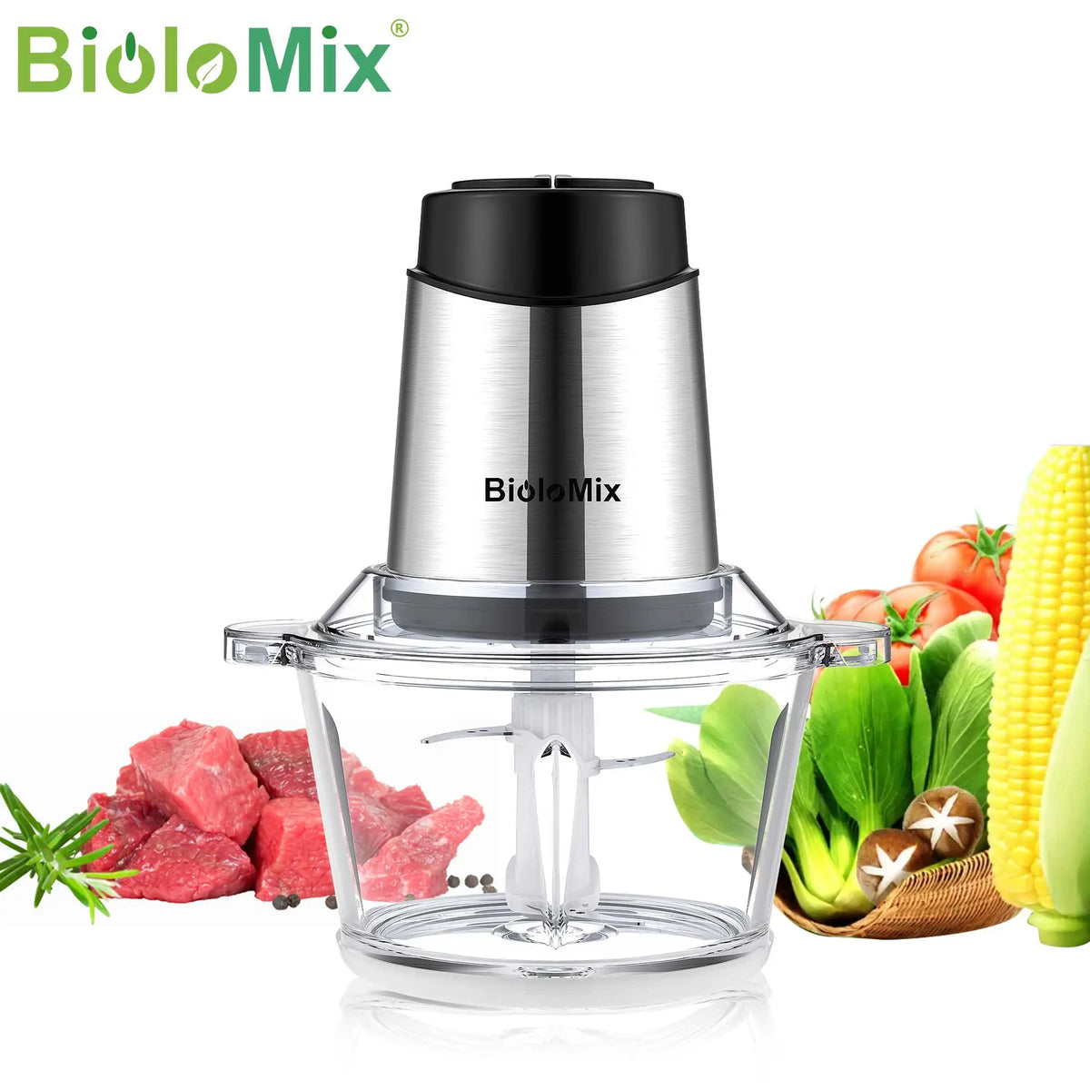Biolomix 8l Glass Bowl Food Processor Chopper Two