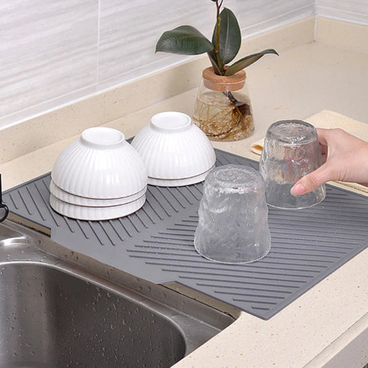 Dish Drying Mat-Silicone Drying Pad Counter Non-Slip Drain
