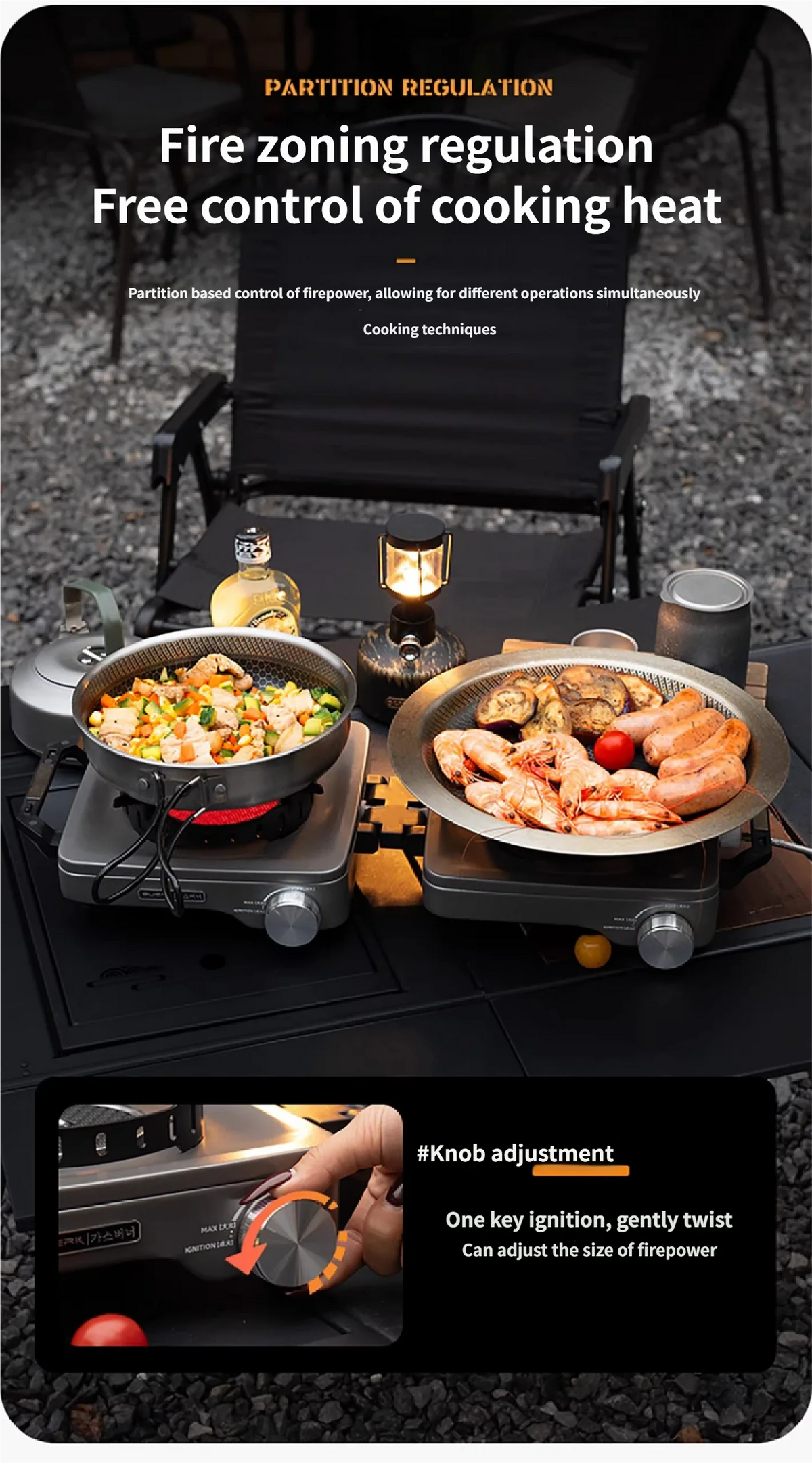 Buerk Camping Stove Gas Stove Dual Burner Foldable