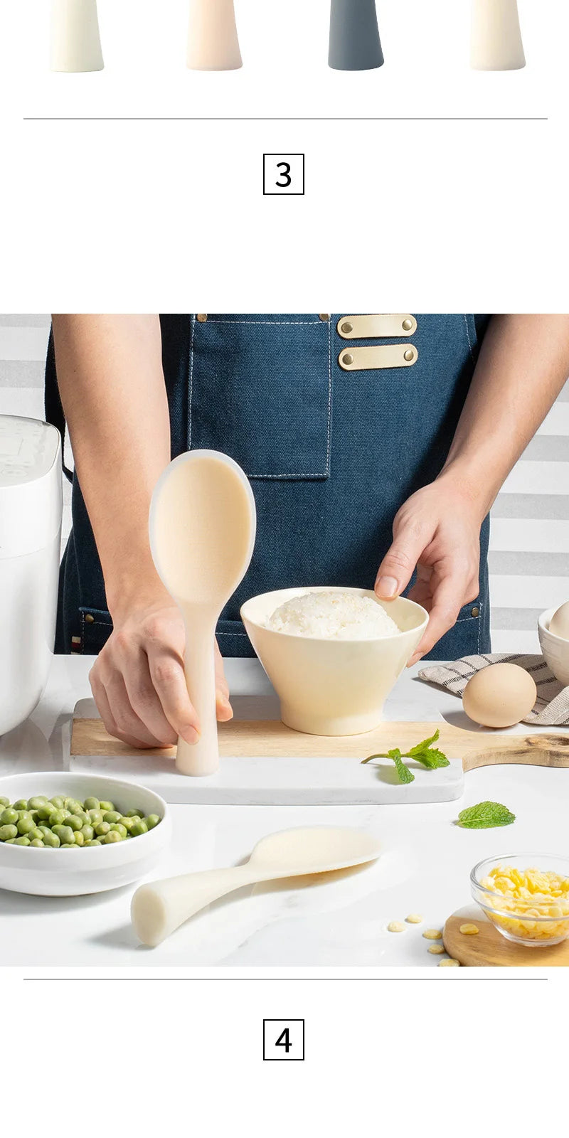 1pcs Food Grade Silicone Rice Spoon Non-Stick Cooking