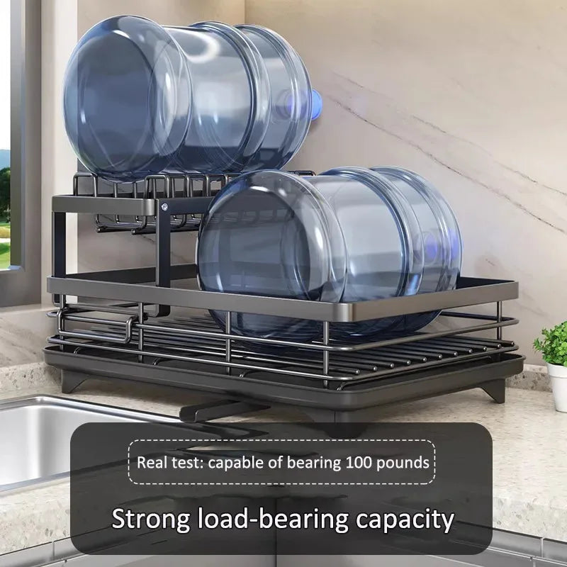 2-Tier Stainless Steel Dish Drying Rack Drainboard Rustproof