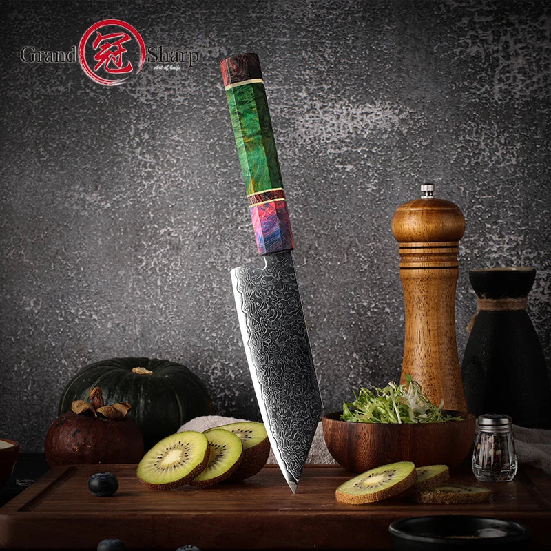 Grandsharp Damascus Knife Inch Kiritsuke Chef Japanese Knife