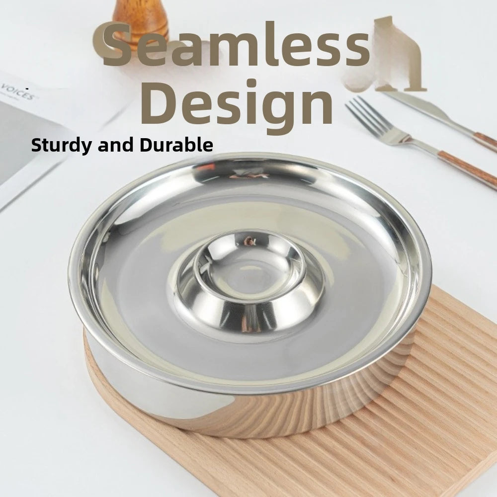 Stainless Steel Sashimi Ice Plate Dipping Dish Detachable