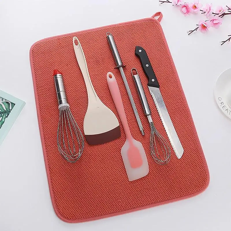 Dish Drying Mat In Cabinet Mats Microfiber Absorbent