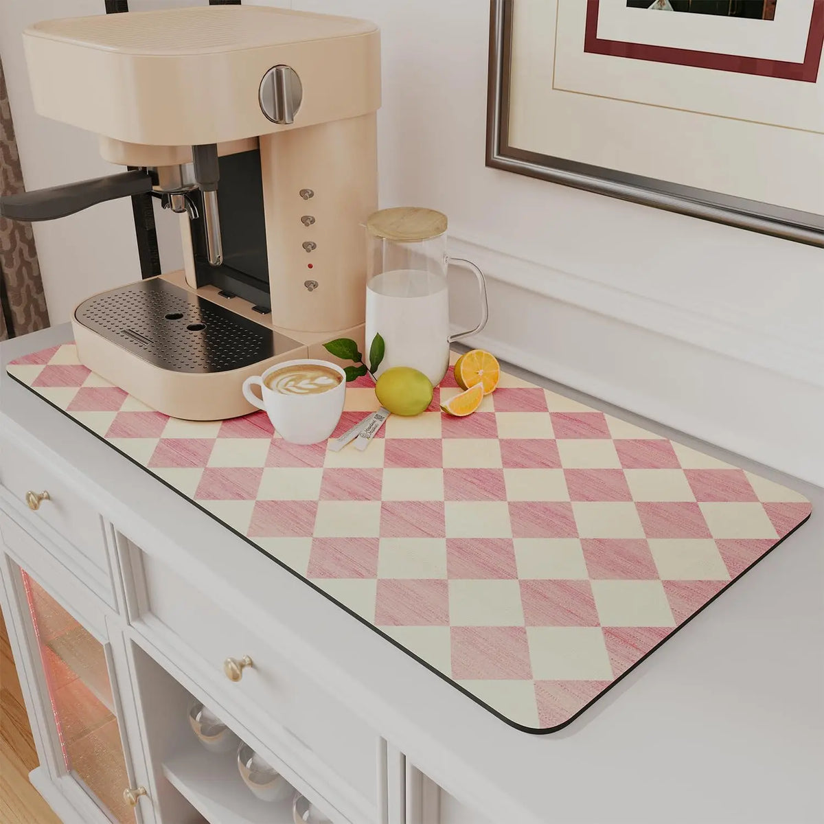 Absorbent Coffee Mat Rubber Backing Hides Stains Dish