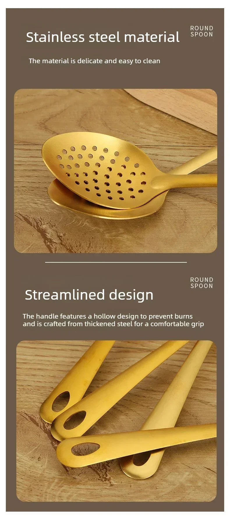 Gold Utensils Stainless Steel Cooking Cooking Spatula Slotted