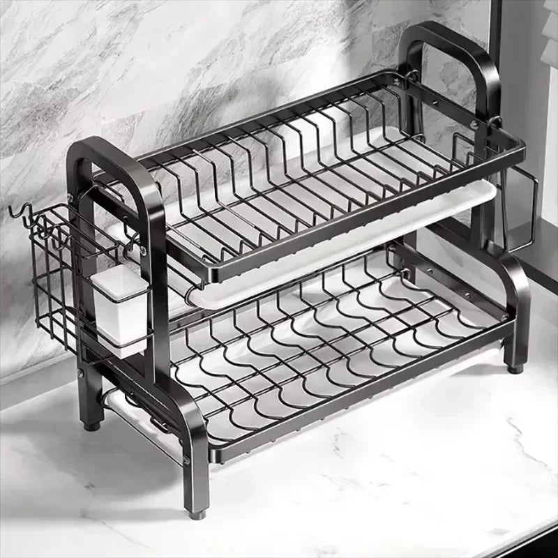 Tier Stainless Steel Dish Drainer Rustproof Compact Organizer