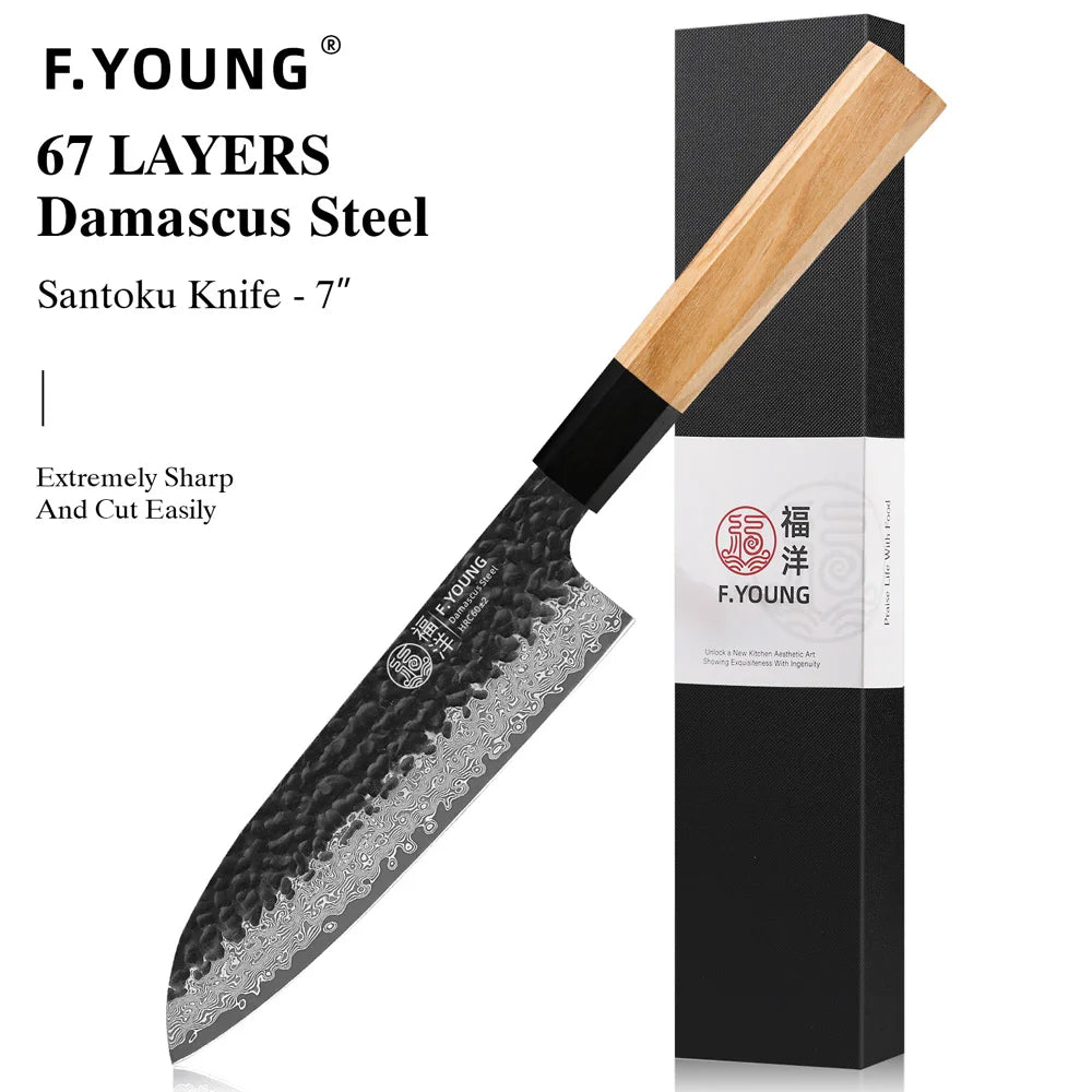 Young Damascus Steel Knives Japanese Hand Forged Chef