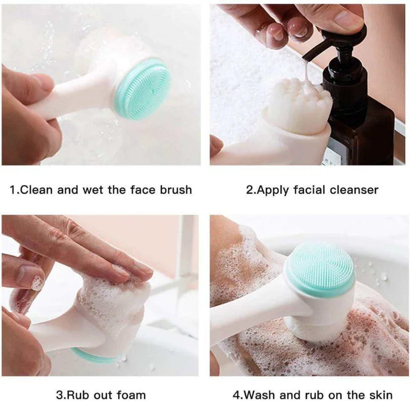 3d Double Silicone Facial Cleansing Brush Massage Facial