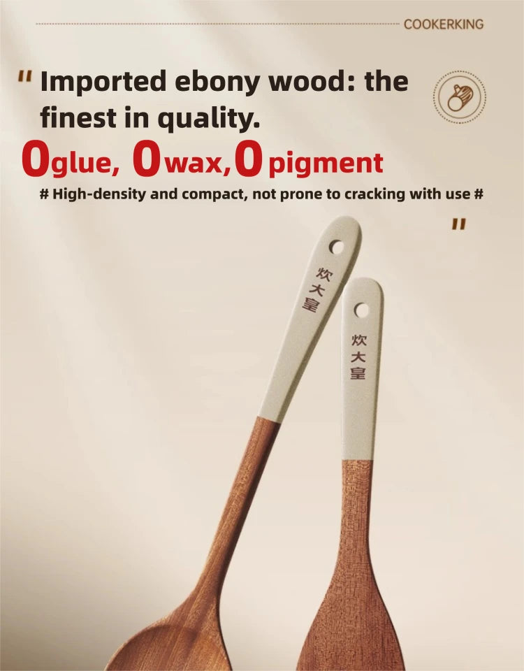 Cooker King Ebony Wood Cooking Utensils Heat Resistant