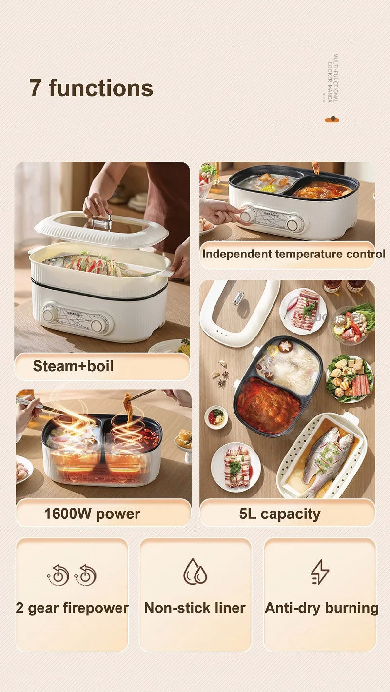 6l Double Liner Electric Pot Large Capacity Non-Stick