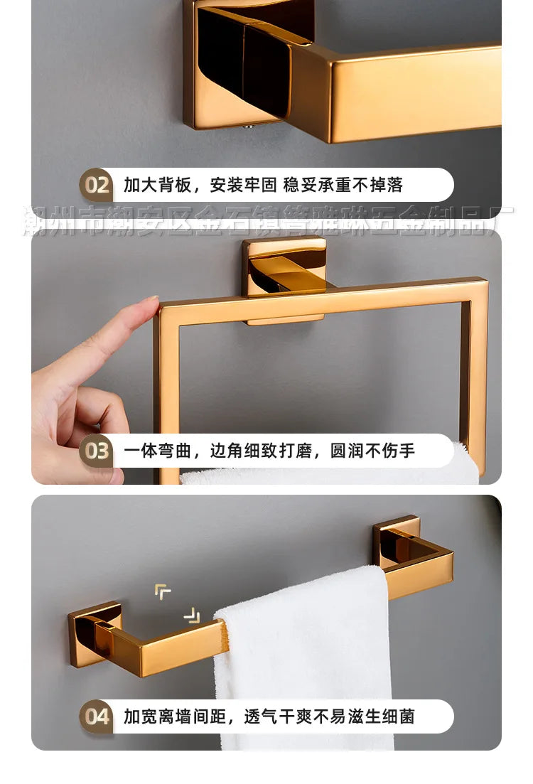 Polished Golden Bathroom Hardware Hook Towel Bar Toilet