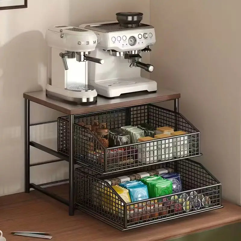 1pc Space-Saving Countertop Organizer Drawer Metal Basket -