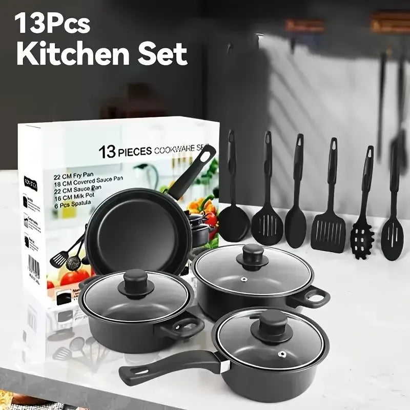 13-Piece Featuring Nonstick Induction Pots Frying Pan Cooking