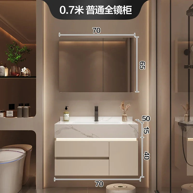 Partitions Storage Bathroom Cabinet Organizer Mirror Wall Shelves