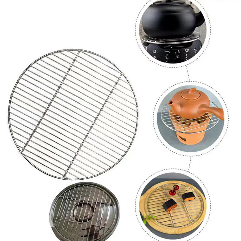 1pc 30/35/40cm Stainless Steel Round Grid Net Barbecue