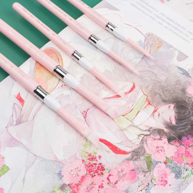 Pink Travel Minipen Korean Synthetic Hair Artist Acrylic