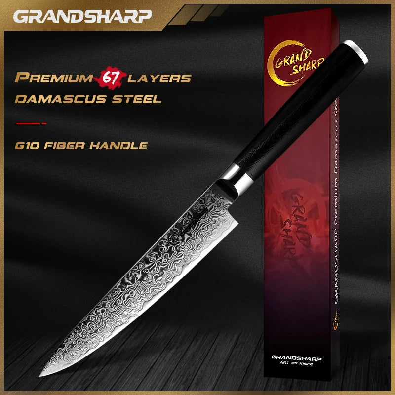 Grandsharp Inch Utility Damascus Knife 67 Layers Japanese