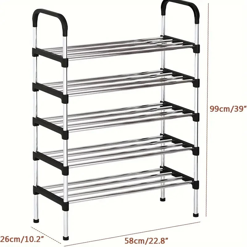 Shoe Rack Multi-Layer Dustproof Door Black Shoe Cabinet