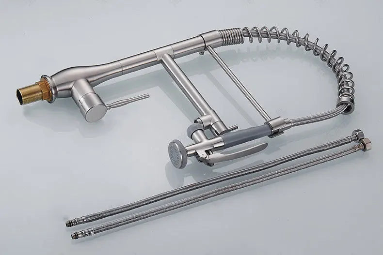 Faucet Brushed Nickel Pull-Out Faucet Swivel Dual Purpose