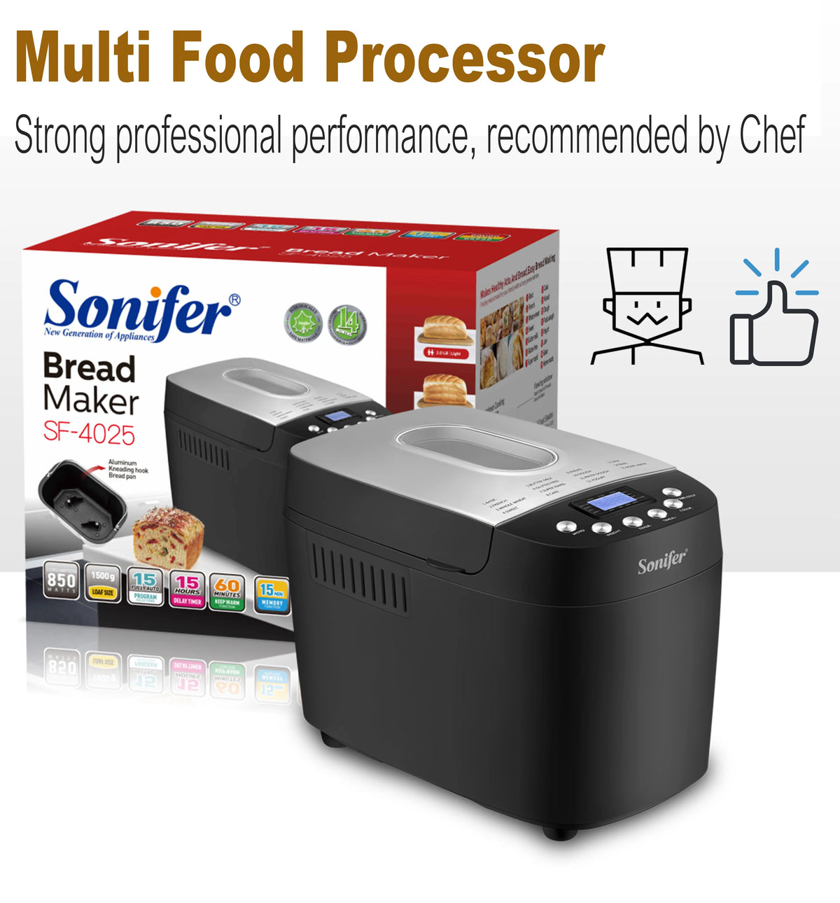 5kg Automatic Bread Machine 850w Programmable Bread Maker
