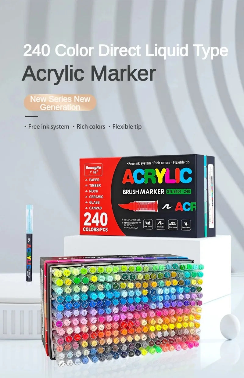 Guangna 12-360 Colors Acrylic Paint Pens Pencil Brush