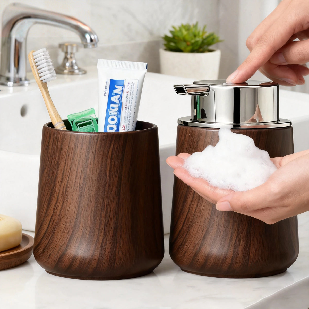 Elegant Hand Soap Dispenser Cup Bathroom & Organizer