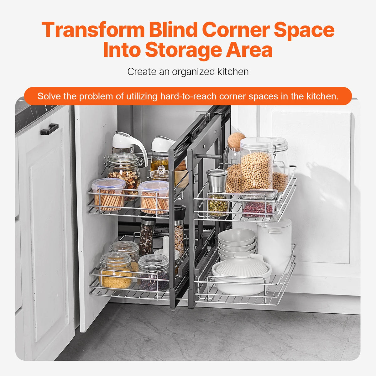 Succebuy 2/3tier Opening Blind Corner Pull Out Organizer