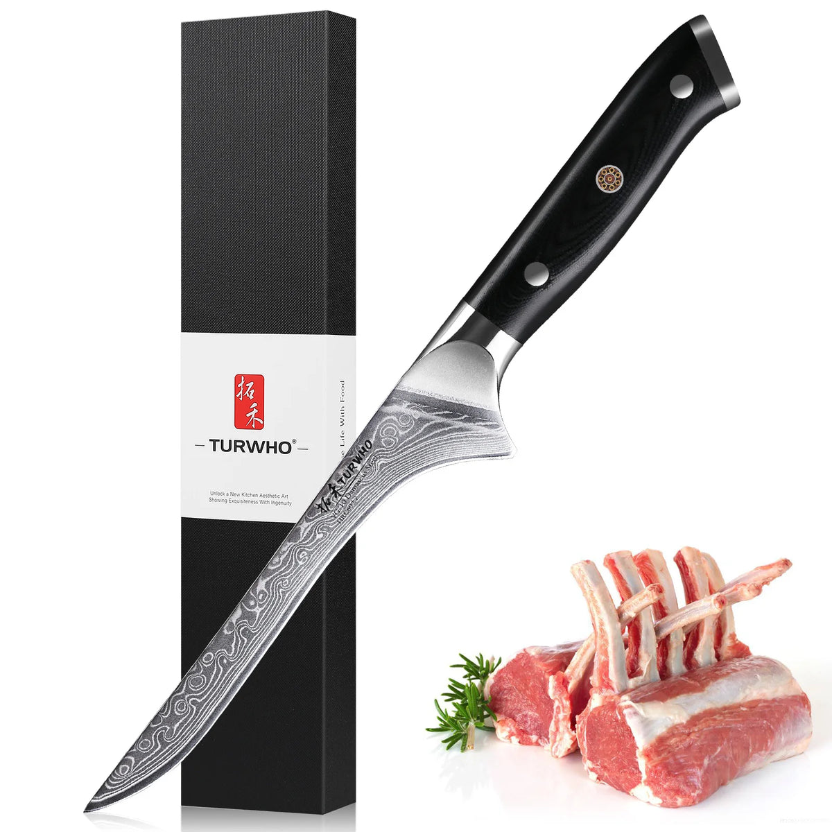 Turwho Boning Knife Damascus Steel Knives Butcher Cleaver