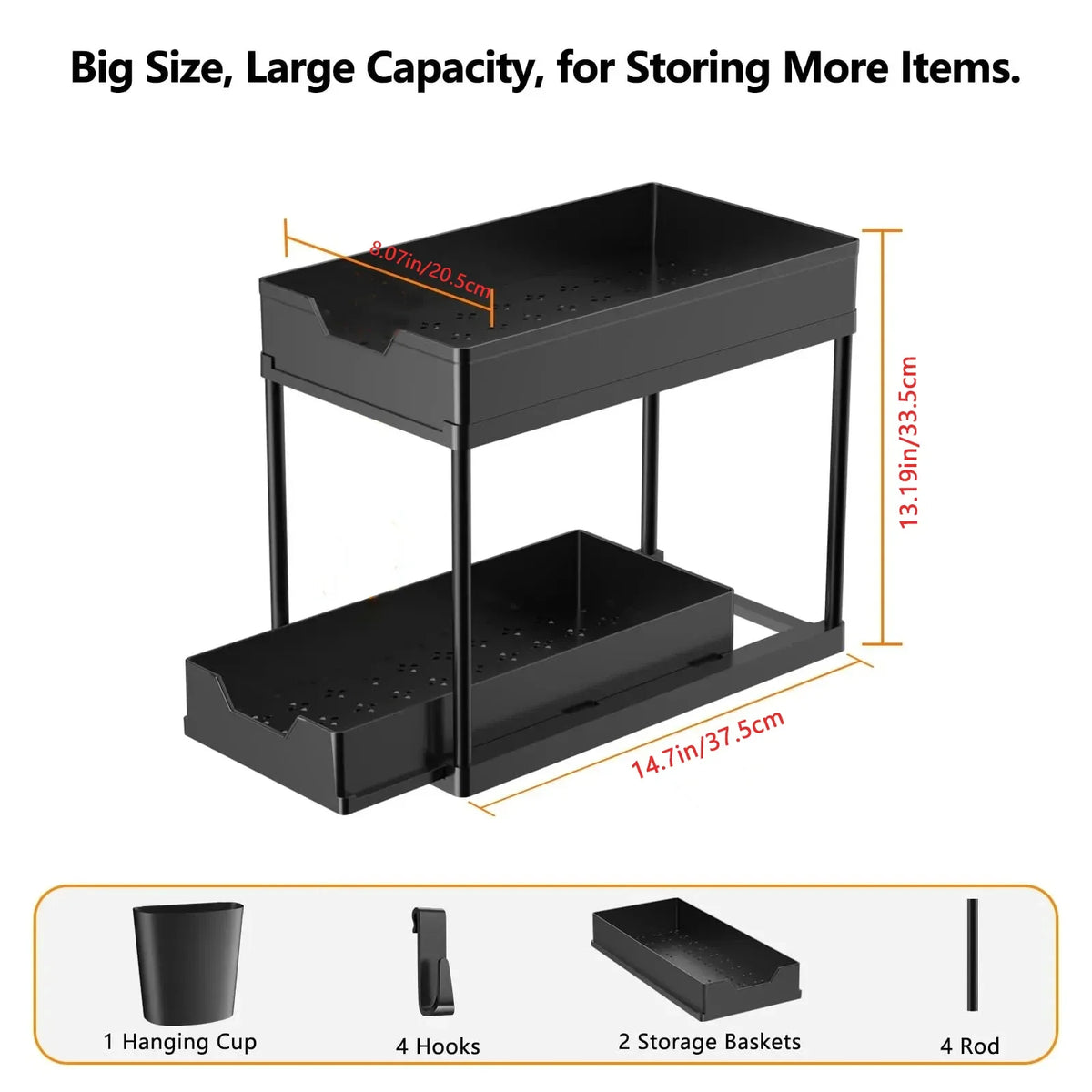 Tier Under Sink Organizer Sliding Cabinet Basket Organizer