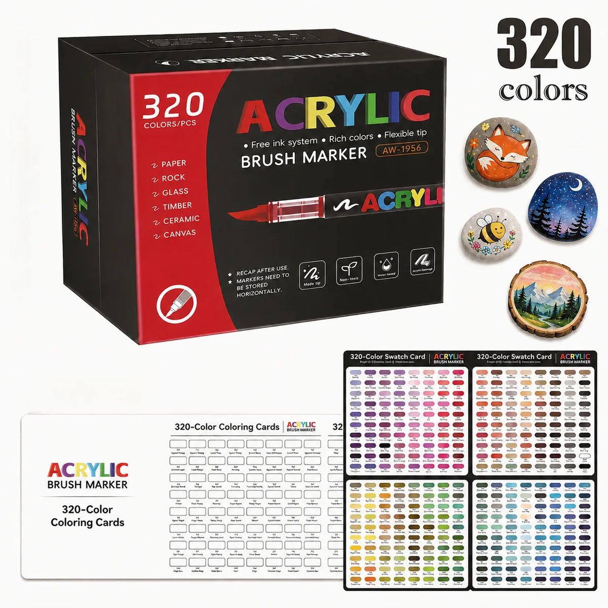 12-366 Colors Acrylic Paint Markers Quick Dry Brush