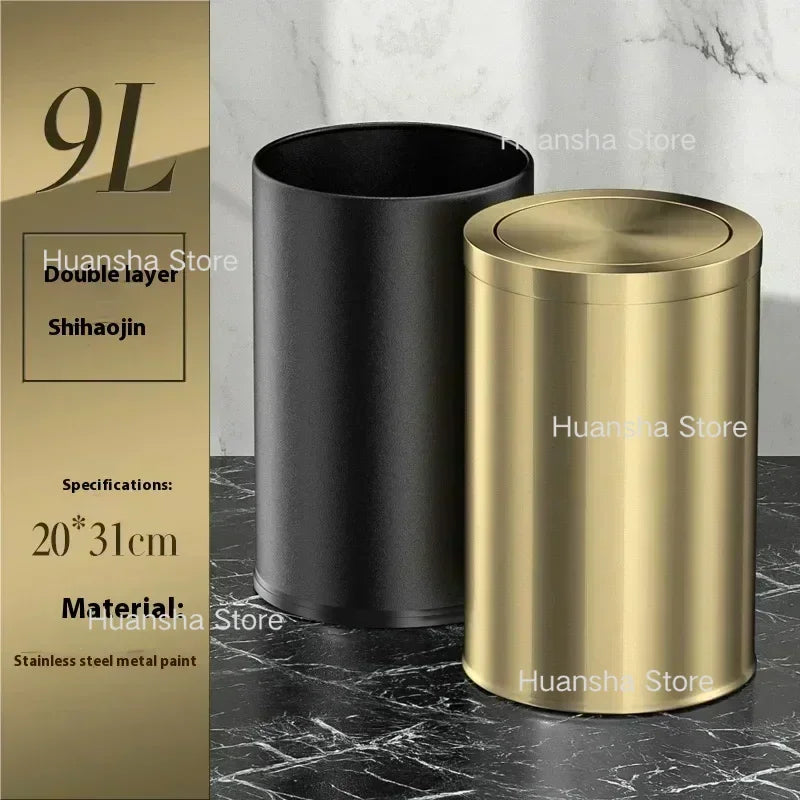 Stainless Steel Trash Can Gold Bathroom Bedroom Recycle