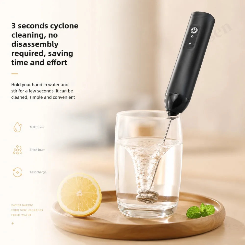 Electric Milk Frother Egg Beater Wireless Type-C Charging
