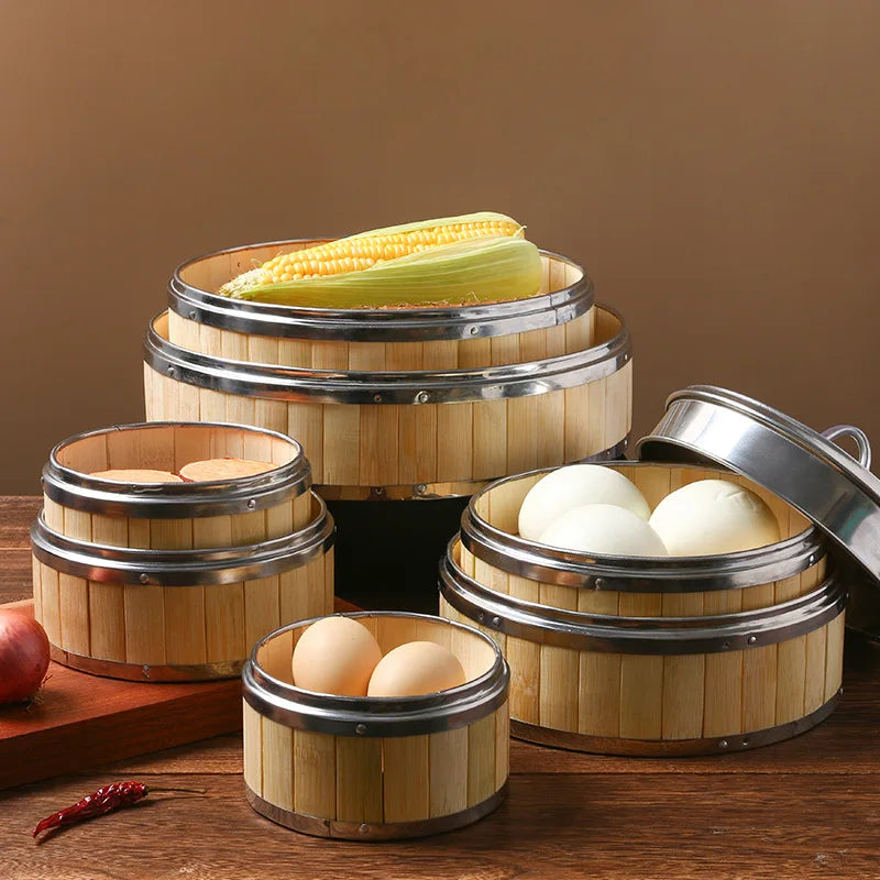 Reusable Round Bamboo Steamer Cover Dumplings Steaming Grid