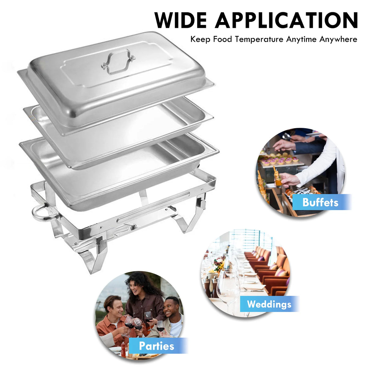 2/4/6pack Chafing Dish Buffet Stainless Steel 8qt Food