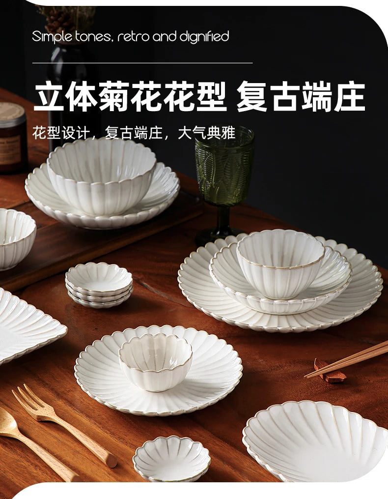 Nordic White Bowls Dinner Plates Ceramic White Glaze
