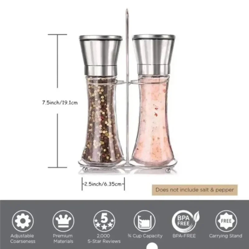 180/200ml Pepper Grinder Stainless Steel Glass Spice Bottle