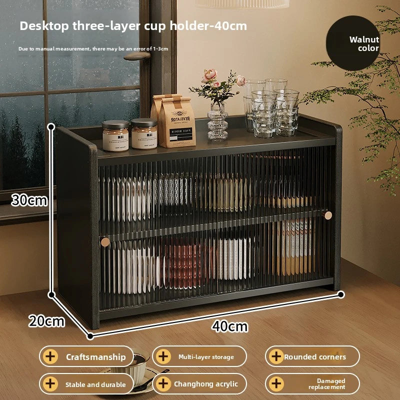 Desktop 2-Tier Countertop Storage Organizer Box Dustproof Fluted