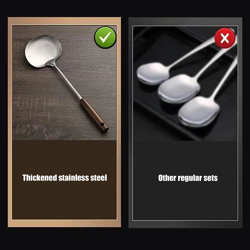 Stainless Steel Wok Spatula Chef-Specific Cooking Spoon Wooden