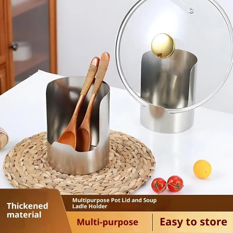 2in1 Stainless Steel Spoon Holder Rack Lid Utensil
