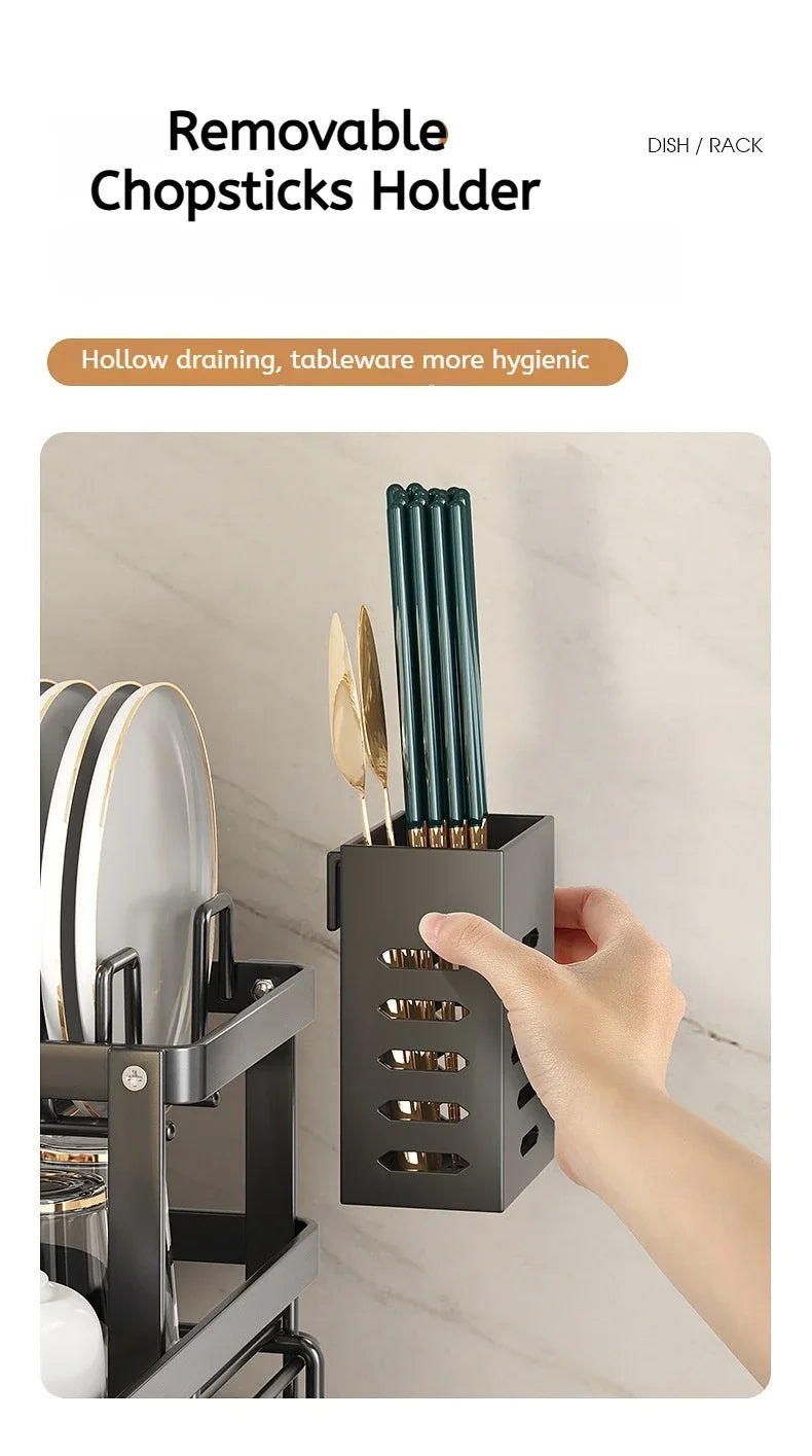 Adjustable Over-Sink Dish Rack Stainless Steel Drain Board
